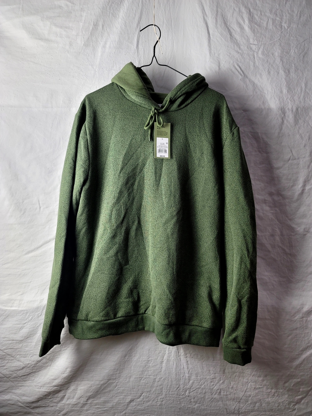NWT Goodfellow & Co Men's Large Olive Green Textured Fleece Hoodie
